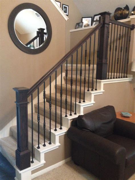 black metal interior railing with boxed newel|baluster railing kits.